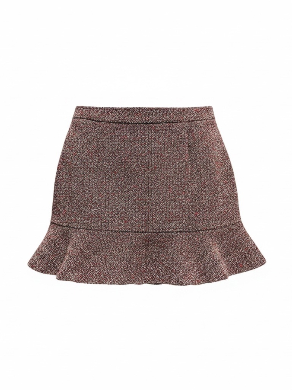 LOFT Red Speckled Ruffle-Hem Mini Skirt